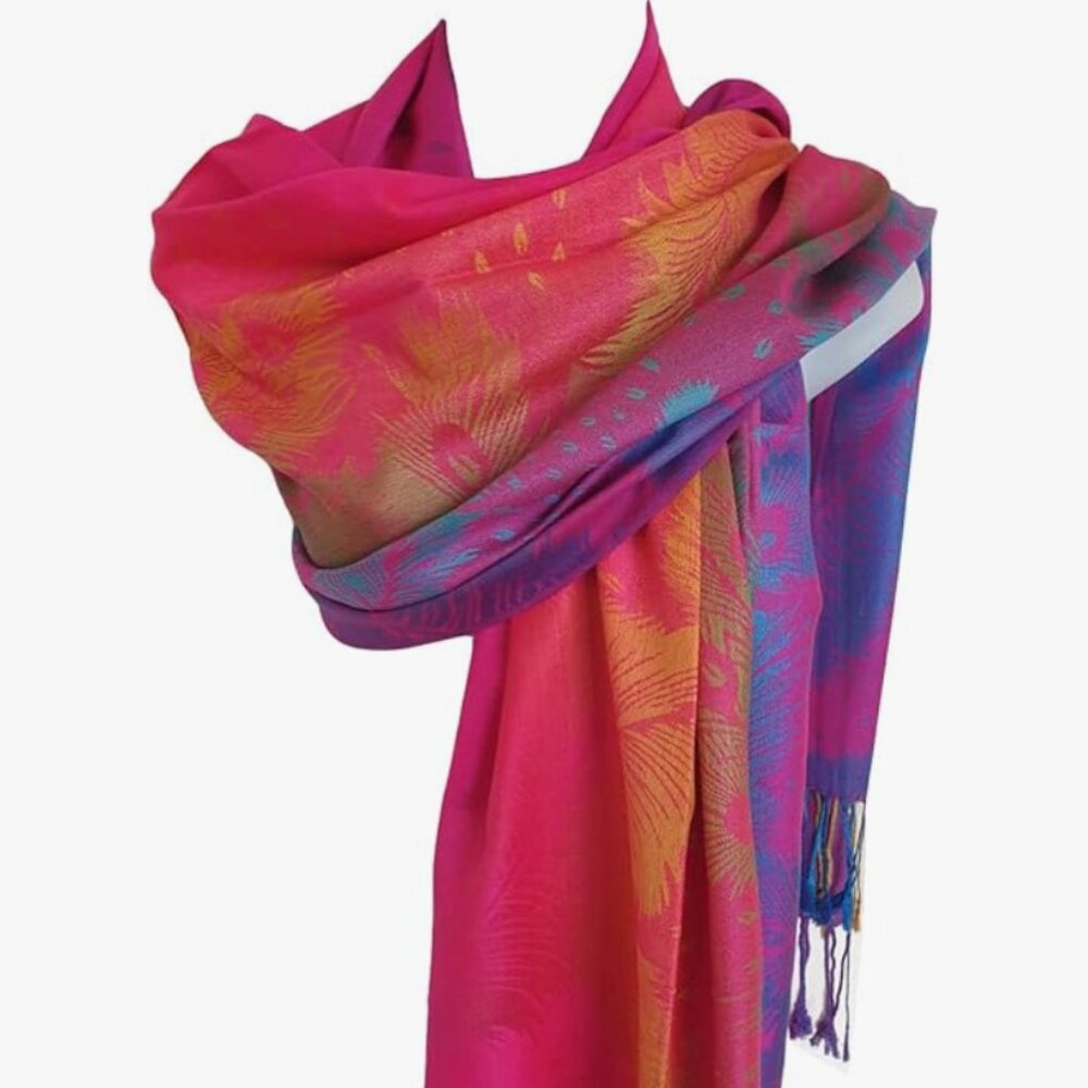 Rainbow Scarves Women Festival Shawl for Summer Hot Pink Bohemian Scarf Hair Wra